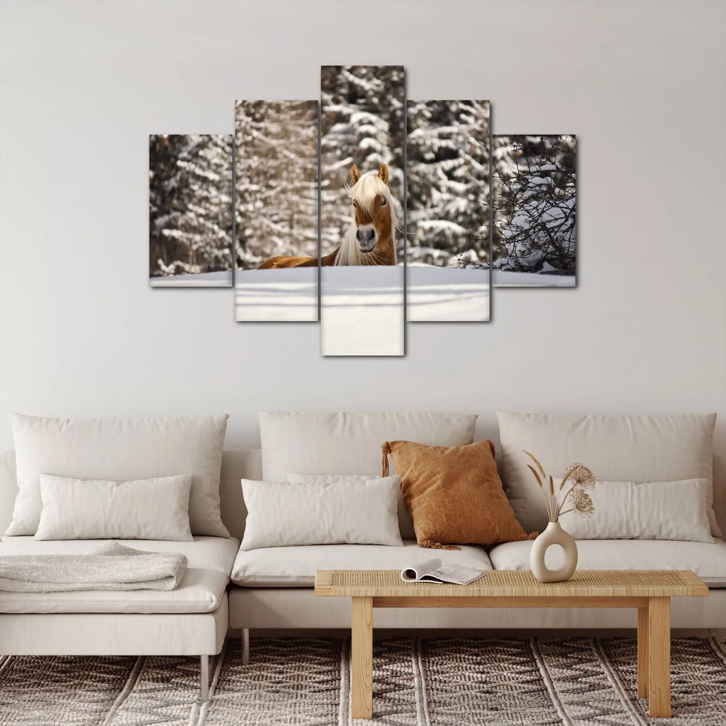 Obraz - Kôň v zimnej krajine (150x105 cm)