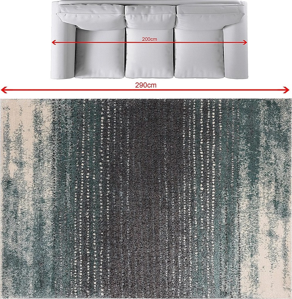 Koberec Modern Teal blue/ dark grey 200x290cm