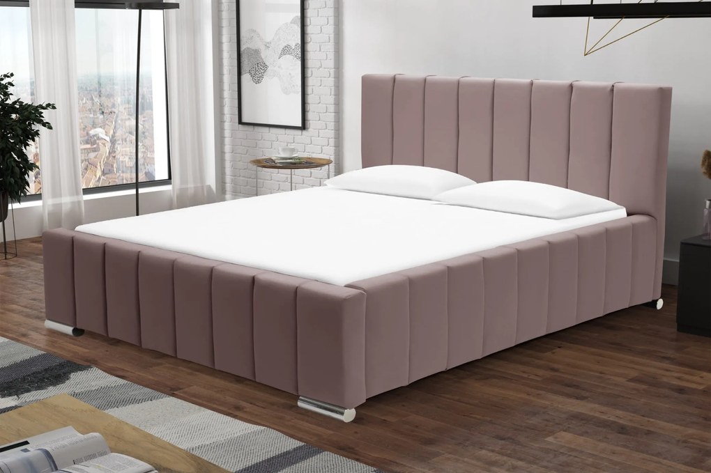 Čalúnená posteľ s úložným priestorom SWEET Růžový 160 x 200 cm
