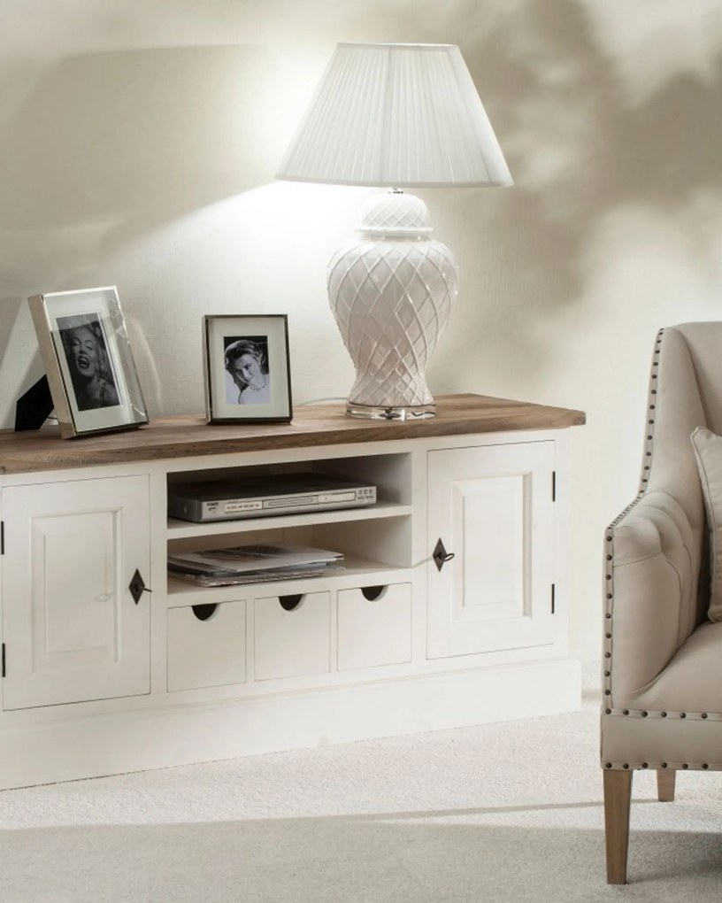 RTV skrinka Brighton 150 x 40 x 65 cm white&natural
