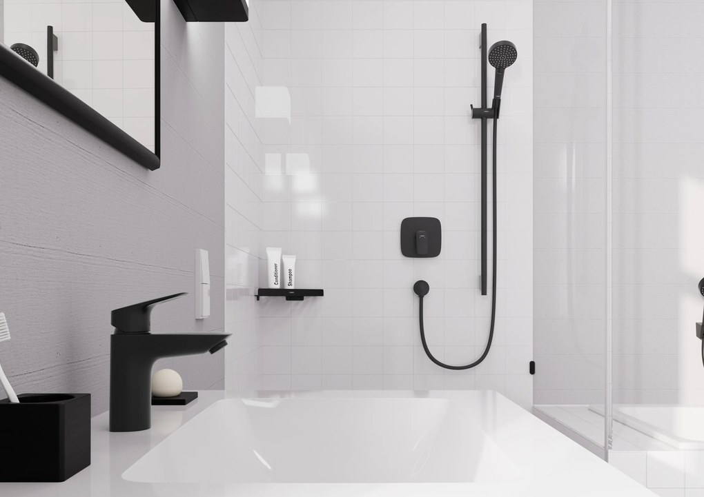 Hansgrohe Logis, páková umývadlová batéria 100 bez odtokovej súpravy, čierna matná, HAN-71101670