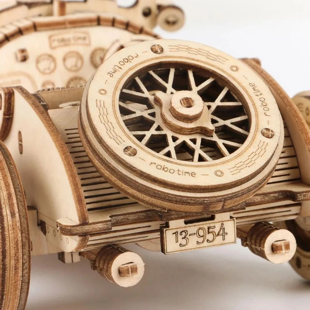 Robotime 3D drevené puzzle Závodní veterán Grand Prix car 1:16 220 ks
