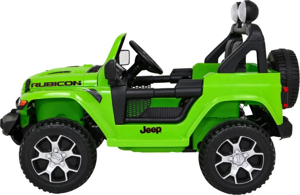 Ramiz Jeep Wrangler Rubicon batéria pre deti Zelená + diaľkové ovládanie + MP3 LED rádio + EVA kolesá