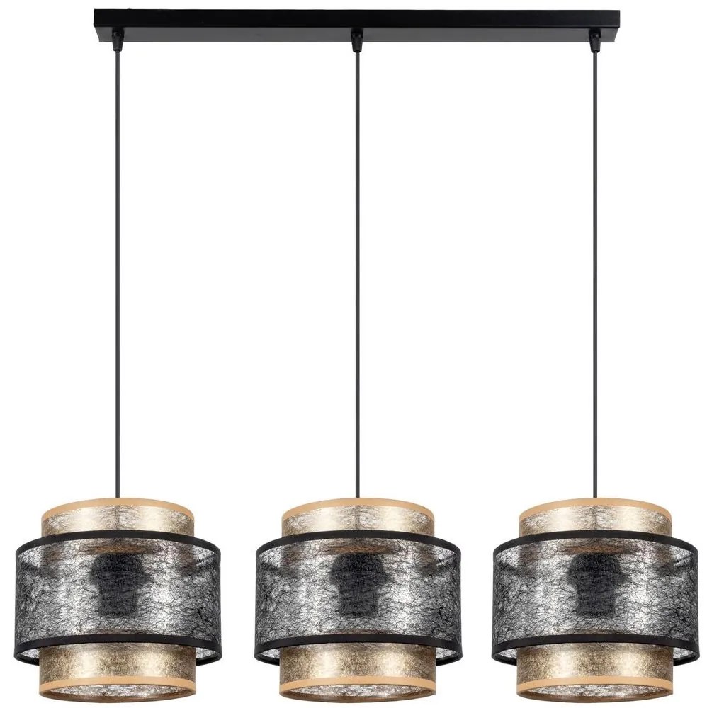 Luster na lanku GABI 3xE27/60W/230V zlatá/čierna