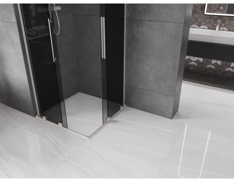 Mexen Velar L Duo, sprchový kút s posuvnými dverami 100 x 100 cm, 8mm šedé sklo, brúsená oceľ, 871-100-100-02-43-97