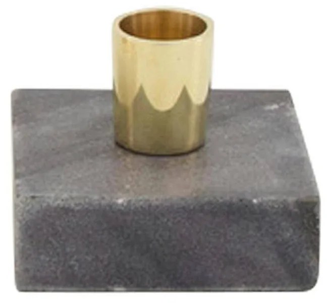 Dijk Mramorový svietnik Marble, 6,5x7,5x7,5 cm, sivá/zlatá