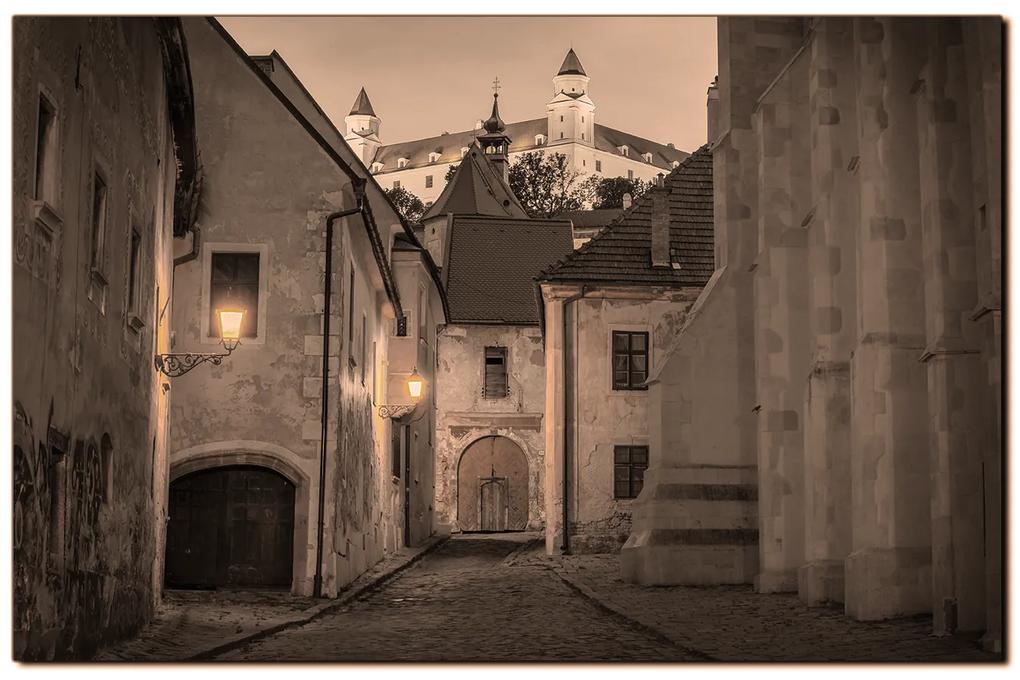 Obraz na plátne - Bratislava staré mesto s hradom vzadu 1265FA (60x40 cm)