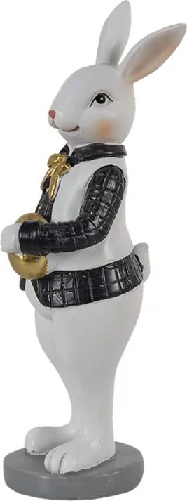 Dekorácia králik v košeli držiacej zlaté vajíčko - 5*5*15 cm