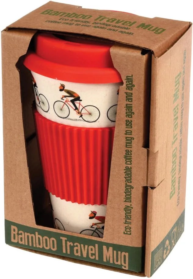 Bambusový cestovný hrnček s červenými detailmi Rex London Le Bicycle, 400 ml