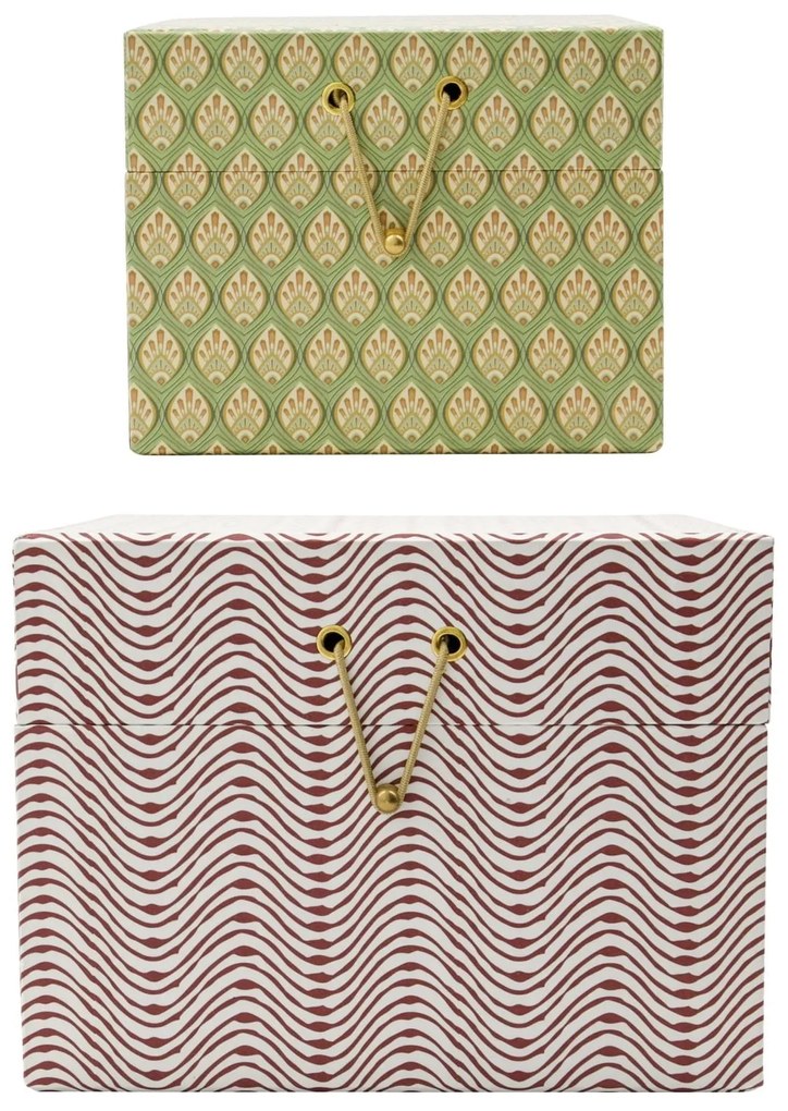 House Doctor Úložný kartónový box Red/Khaki Červený