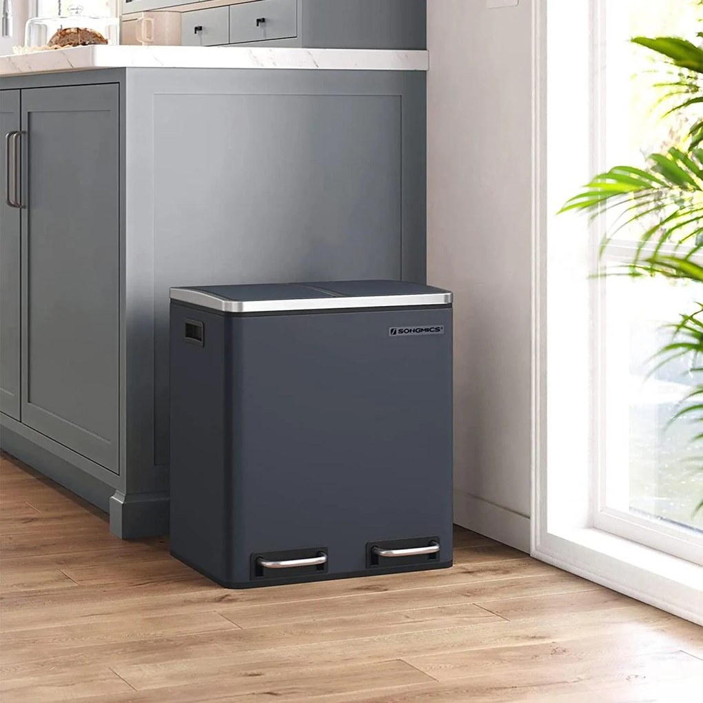 Odpadkový kôš oceľový 2 x 15 l, dymovo sivý