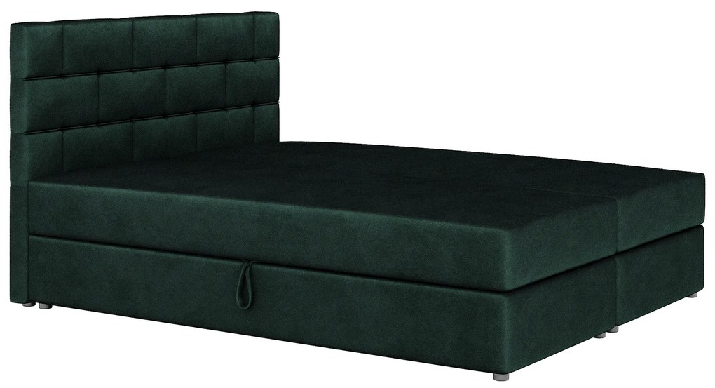 Manželská posteľ Boxspring 180x200 cm Waller (tmavozelená) (s roštom a matracom). Akcia -20%. Vlastná spoľahlivá doprava až k Vám domov. 1007733