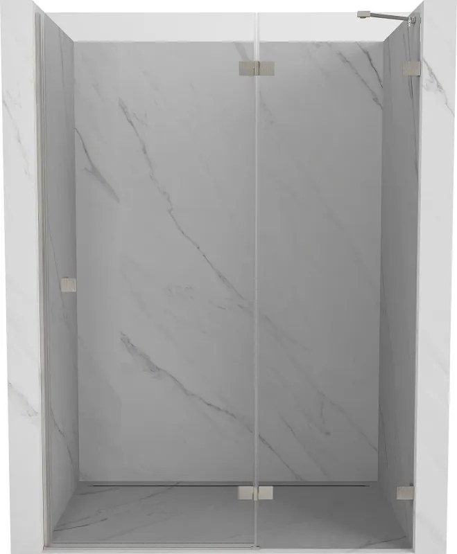 Mexen, Mexen Lunar pravé otočné sprchové dvere 130 cm, transparentné, brúsený nikel - 834-130-000-97-00-P