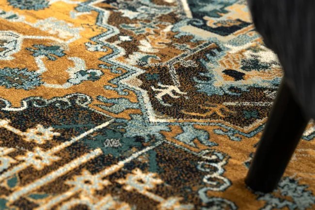 Vlnený koberec POLONIA ALHAMBRA Ornament, koňakový rám