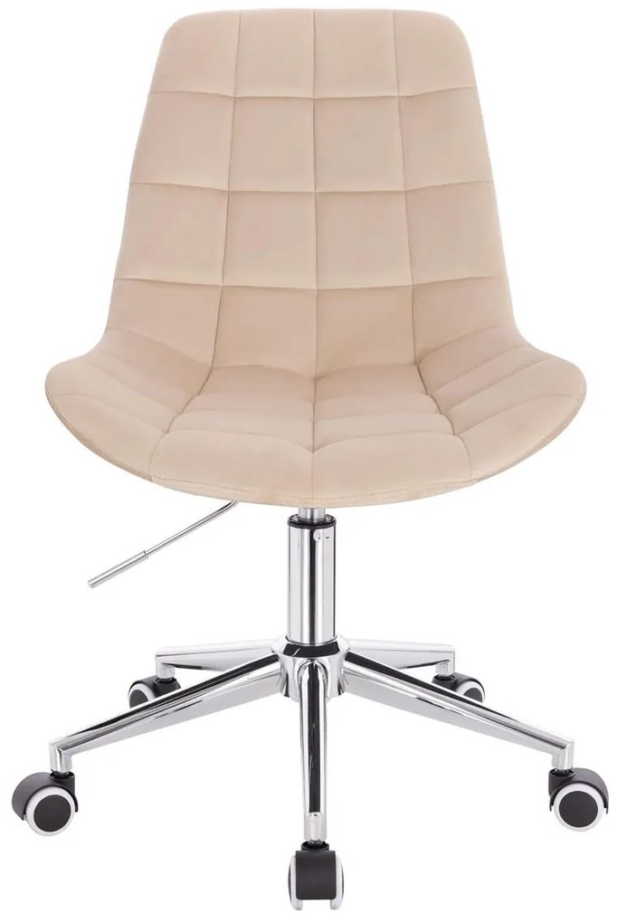 LuxuryForm DESIGN Stolička PARIS VELUR na striebornej podstave s kolieskami - krémová