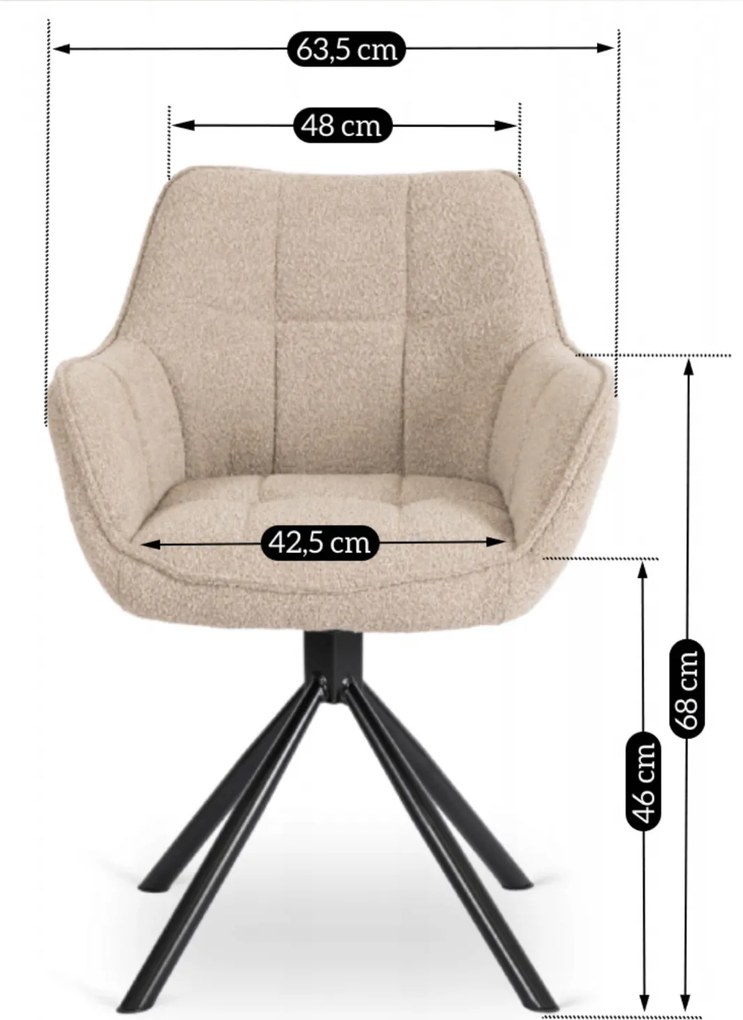 PROXIMA.store - Člúnená otočná stolička PEONY FARBA: sivá