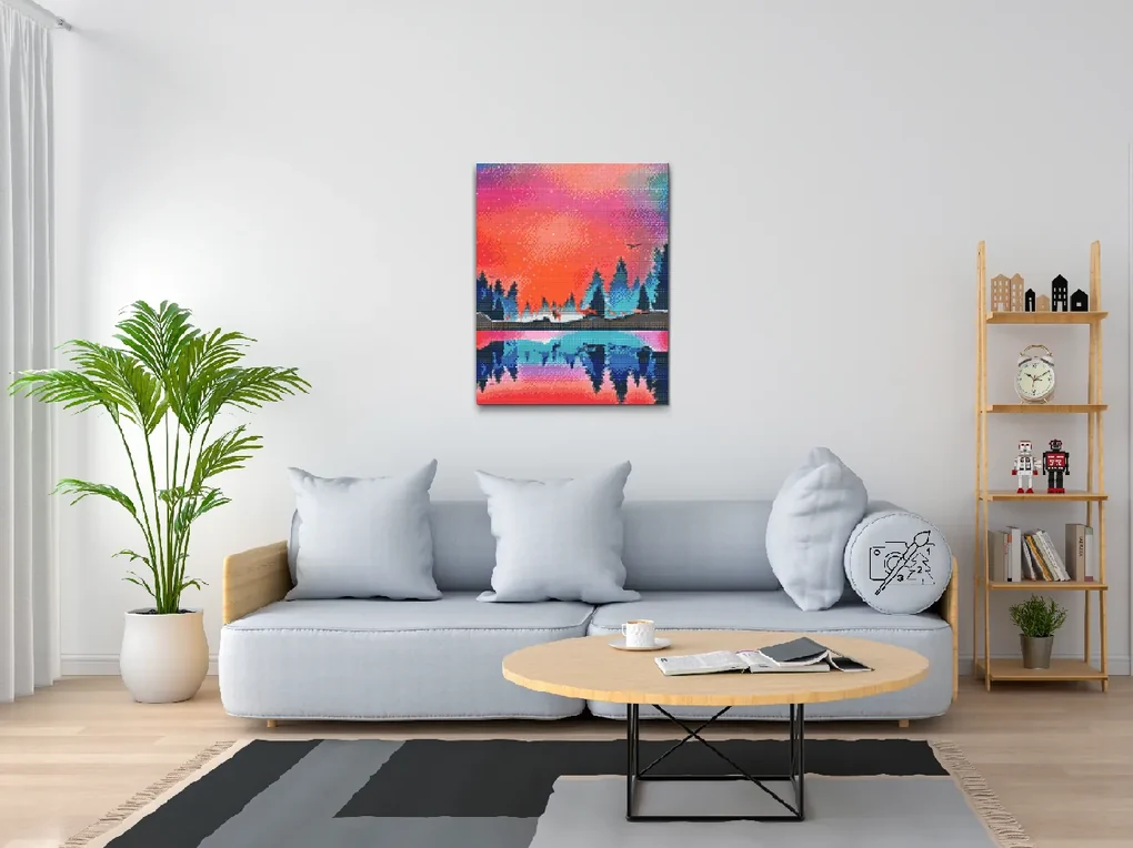 Gario Diamantové maľovanie Zimná krajina 2 Rozmery: 40 x 50 cm, Rámovanie: Iba zrolované plátno, Diamanty: Štvorcové