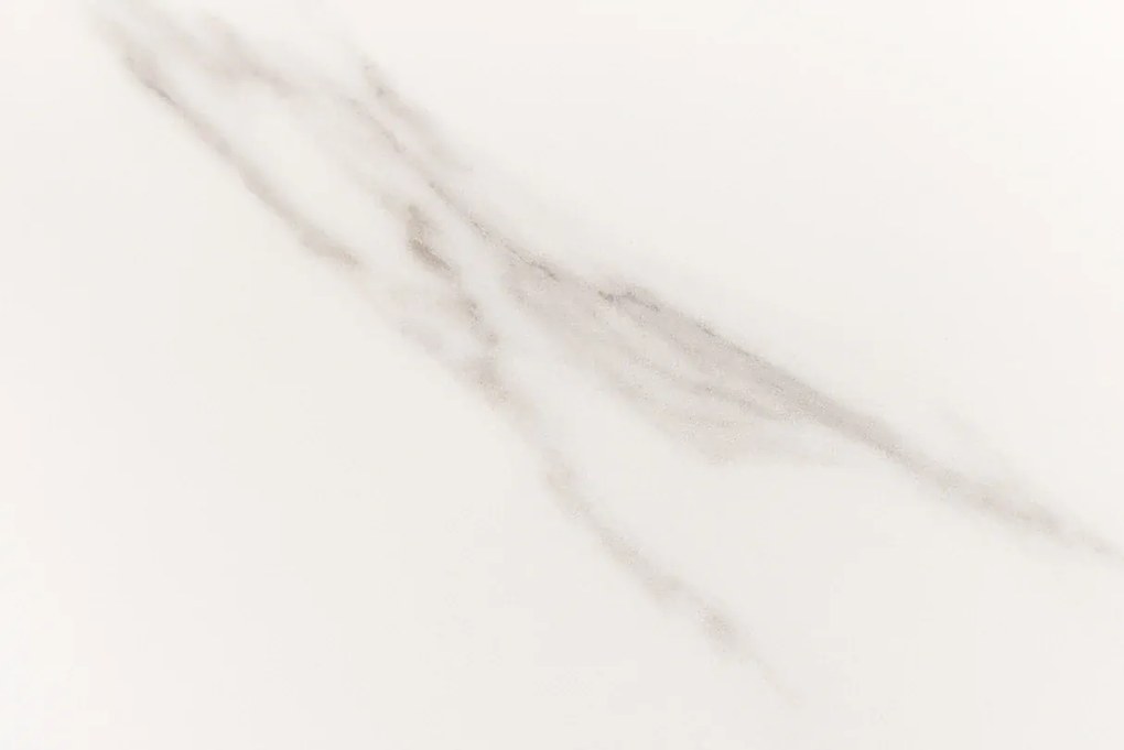 Jedálenský stôl UNIQUE 200 cm rám z tmavého orechového dreva dyhovaný keramický biely mramorový vrch