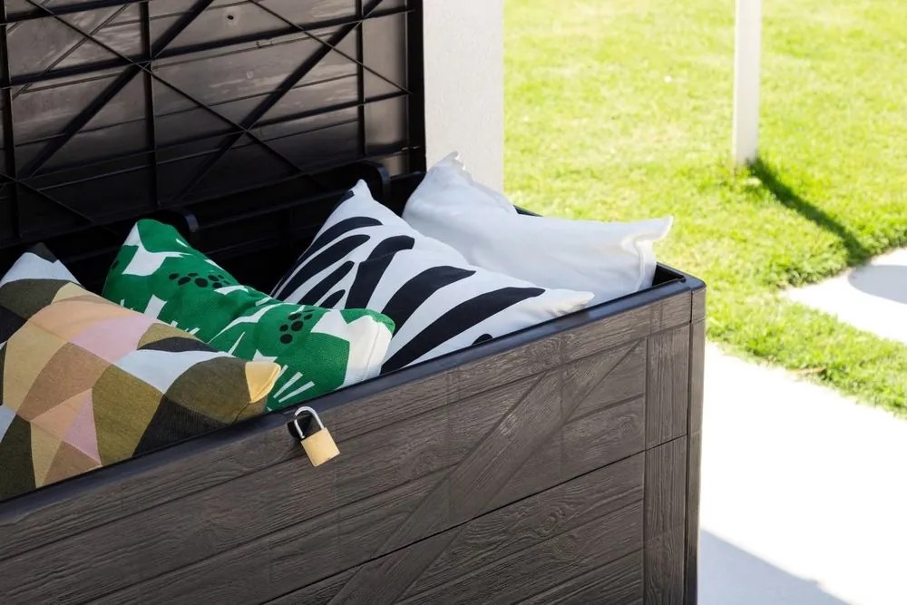 WOOD záhradný plastový úložný box 420 L, grafit