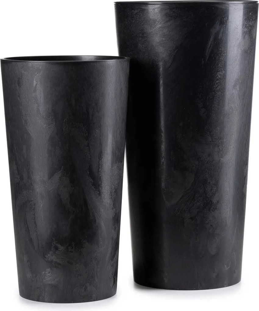 PLASTOVÝ KVETINÁČ URBANIKA SADA 2KS 57X30 CM+46,6X25,5 CM ČIERNA