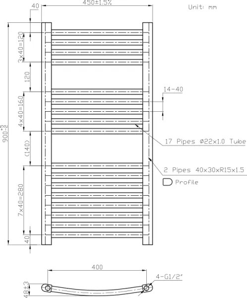 Novaservis - Kúpeľňový rebríkový radiátor 365 W/230 V 90 × 45 cm biely zaoblený