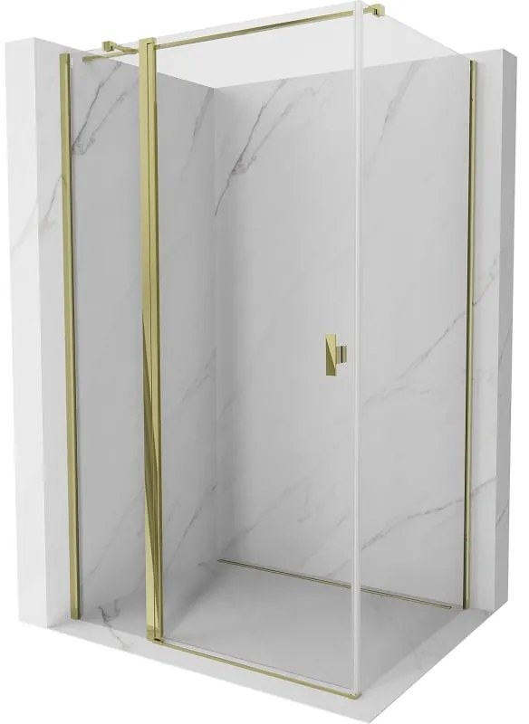 Mexen Mist T, sprchový kút s krídlovými dverami, 70 x 100 cm, 8mm číre sklo, zlatý lesklý profil, 8A4T-100-070-50-00
