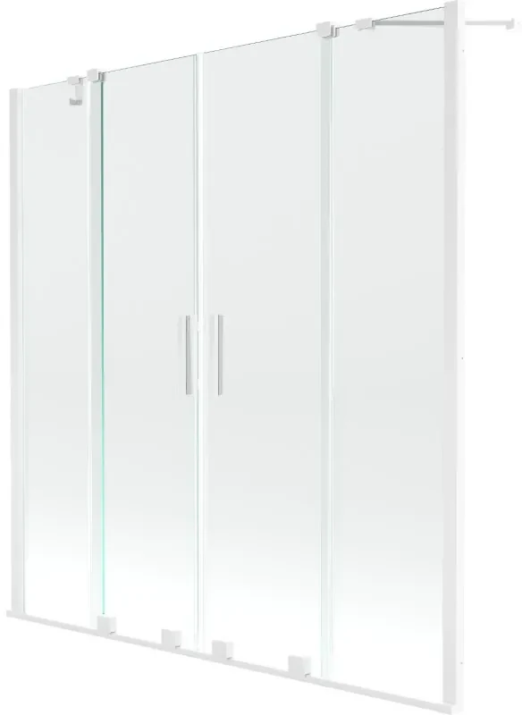 Mexen Velar Duo vaňová zástena dvojkrídlová Posuvný 160 x 150 cm, Priehľadné, Biela - 896-160-000-02-20