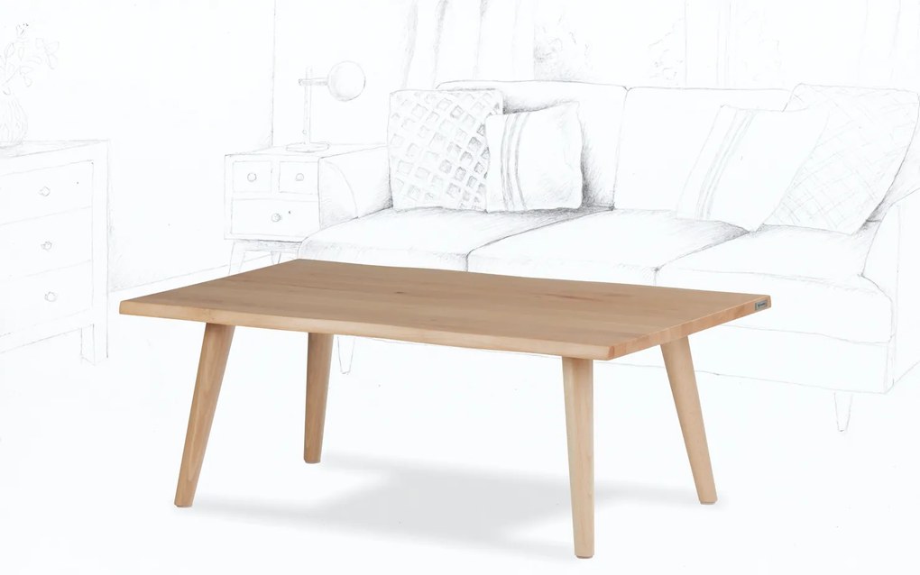 Wooded Konferenční stolek Toronto z masivu BUK Hrana stolu: Přírodní (zaoblená)