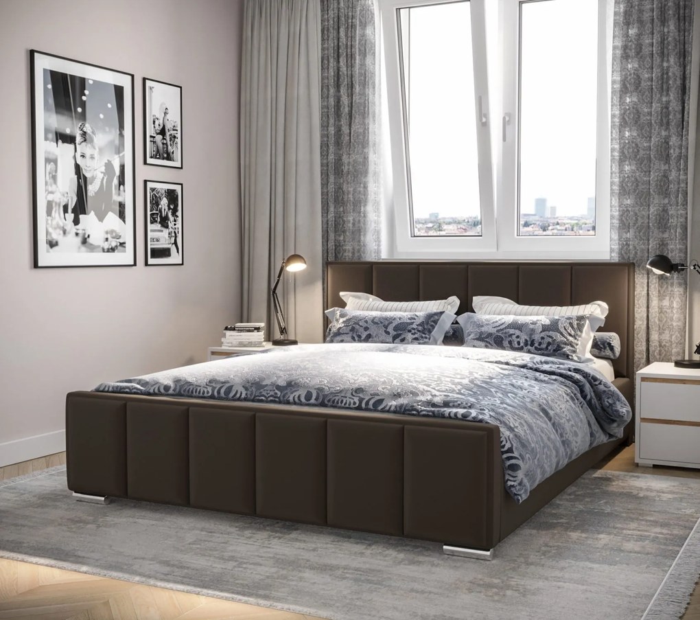 Moderná čalúnená posteľ FANCY - Drevený rám,140x200