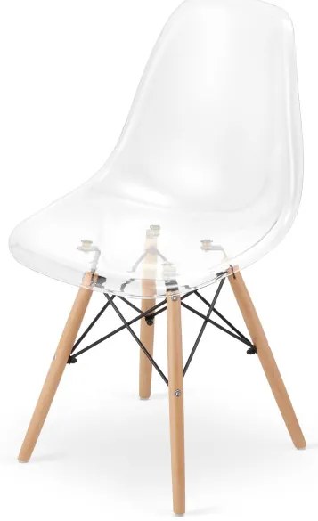 Set troch jedálenská stoličiek OSAKA priehľadné (hnedé nohy) (3ks)