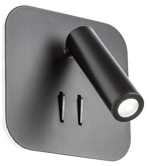 Redo 01-1492 - LED nástenné svietidlo QUDA LED/6W/230V + LED/3W CRI 90 USB čierne
