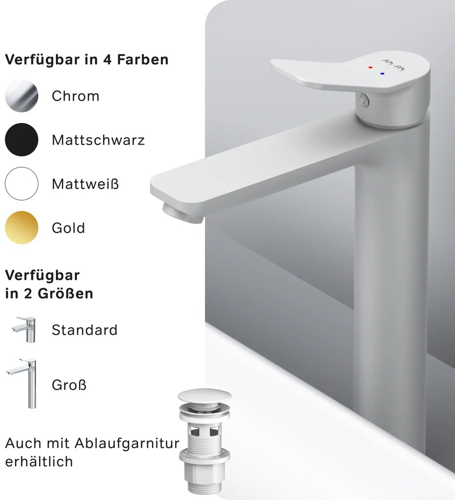 Umývadlová batéria AM.PM X-Joy FXA92033 vysoká, biela