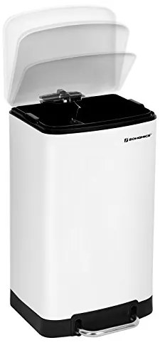 SongmicsHome Odpadkový kôš s pomalým zatváraním SLOW, 30l, biela