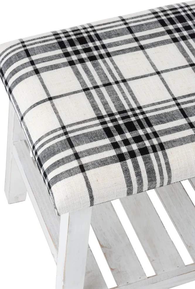 Biela drevená lavica s textilným sedákom Matte - 80 * 40 * 44cm