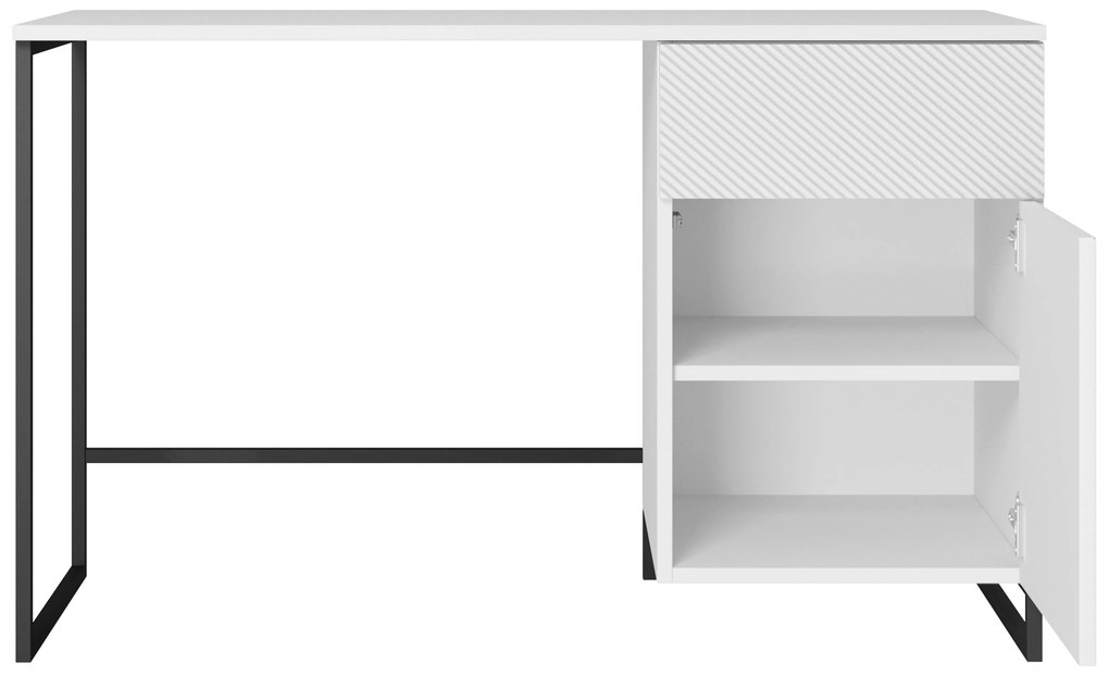 Písací stôl Asha 120 cm - biely mat / čierne nohy