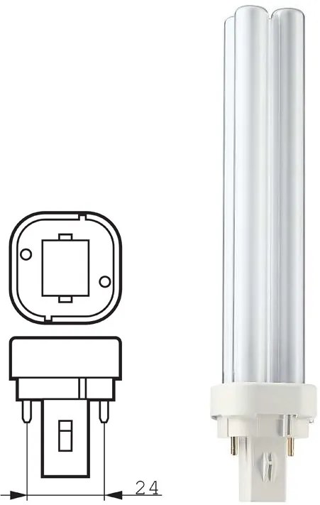 Energetická 13w žiarovka s 2 žiarovkami Cfl Cool White 4200k G24d-1 Low
