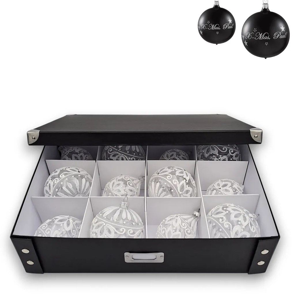 Zeller Present Triediaci organizér s priehradkami na vianočné gule a ozdoby, čierny