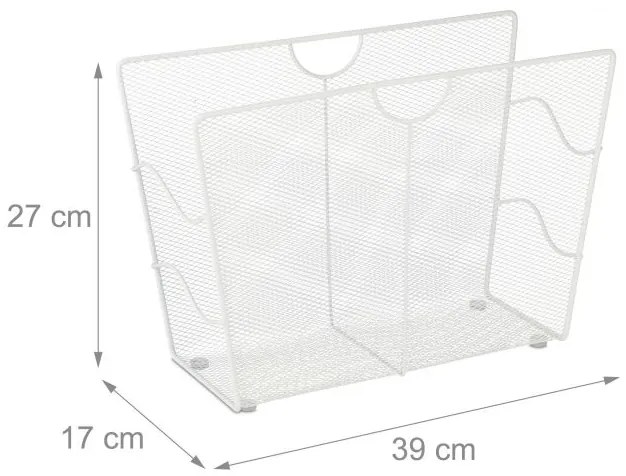 Kovový stojan na noviny a časopisy Relaxdays (biely) – RD10032569