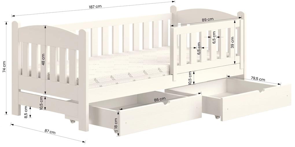 Detská posteľ drevená Alvins DP 002 - Čierny, 80x180