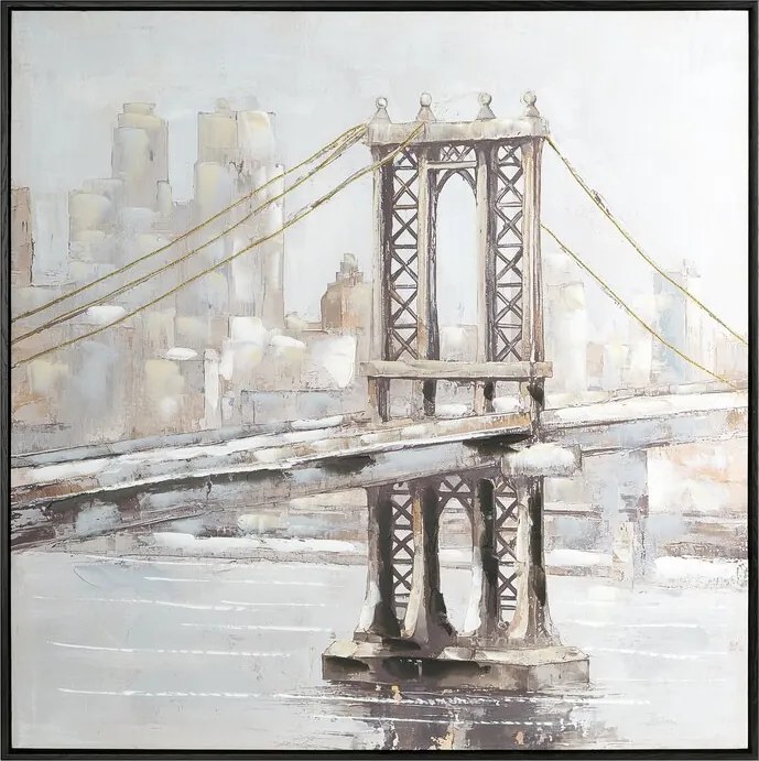 Dekorstudio Ručne maľovaný obraz na plátne s rámom - most Brooklyn 80 x 80 cm