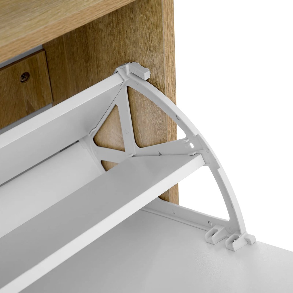 AKCIA Výklopný botník BOCO dekor dub a biela, 2 police II. akosť