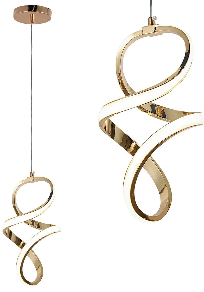 Toolight Toolight, LED závesné svietidlo 24W, 4000K, 4500lm, G074-1CP, zlatá, OSW-08662