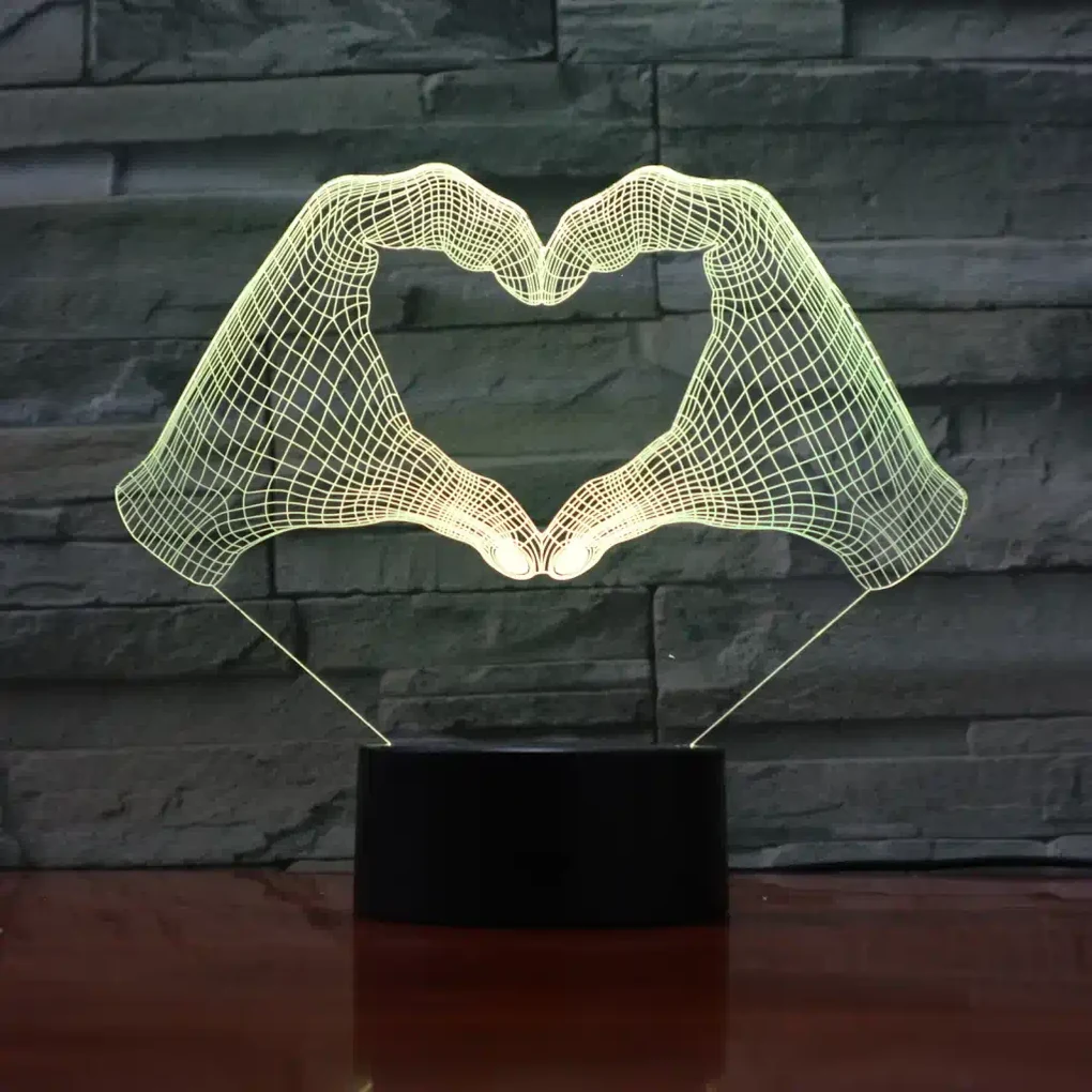 3Dmix 3DL-BTB013 – 3D LED nočná lampa - Srdce z rúk (Bluetooth reproduktor - farba biela)