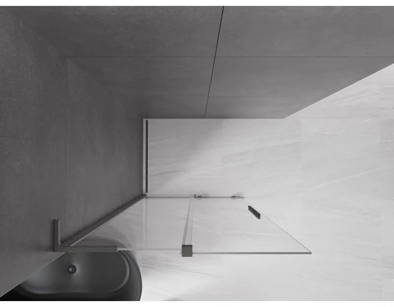 Mexen Velar L, posuvná sprchová zástena Walk-in 90 x 200 cm, 8mm číre sklo, grafit brúsený, 871-090-003-03-66