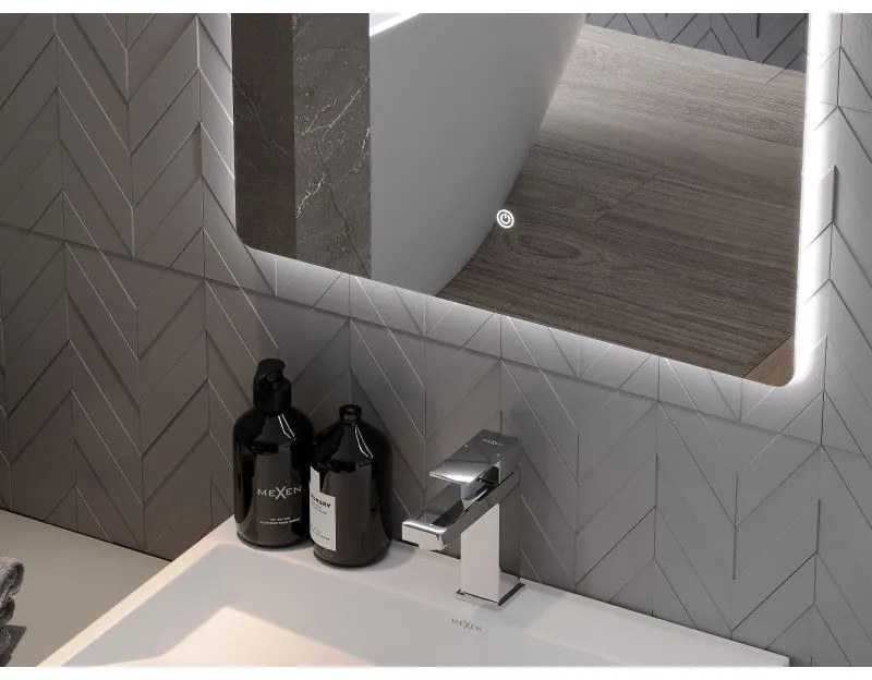 Mexen Sun, LED kúpeľňové zrkadlo s podsvietením 60x80 cm, 6000K, ochrana proti zahmlievaniu, 9807-060-080-611-00