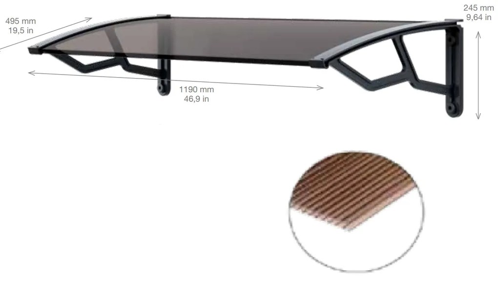 ARTPLAST Vchodová strieška 50x120cm, dymová