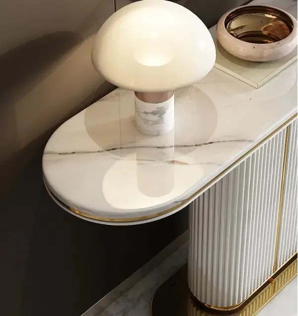 KONZOLA GASTON ZLATÝ PODSTAVEC + BIELA + SYNTETICKÝ MRAMOR