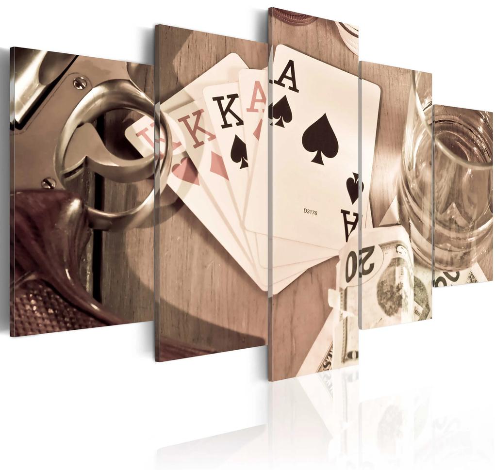 Artgeist Obraz - Poker night - sepia Veľkosť: 100x50, Verzia: Na talianskom plátne