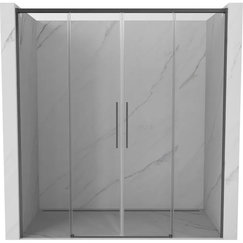 Mexen Rox, posuvné sprchové dvere 190 cm, 8mm číre sklo, brúsený grafit profil, 8C2-190-002-66-00