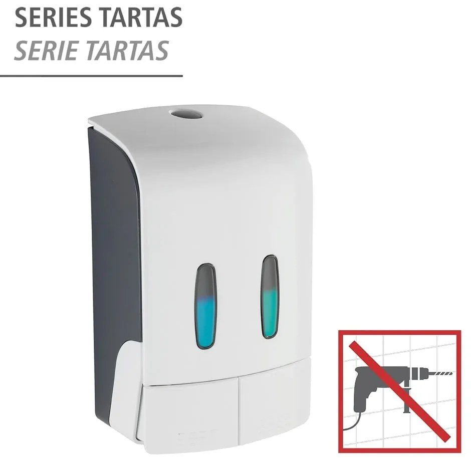 Biely nástenný plastový dávkovač mydla 0.96 l Tartas - Wenko